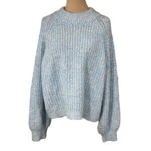 New A.N.A. Chunky Knit Sweater Women's Crew Neck Blue Combo XXL